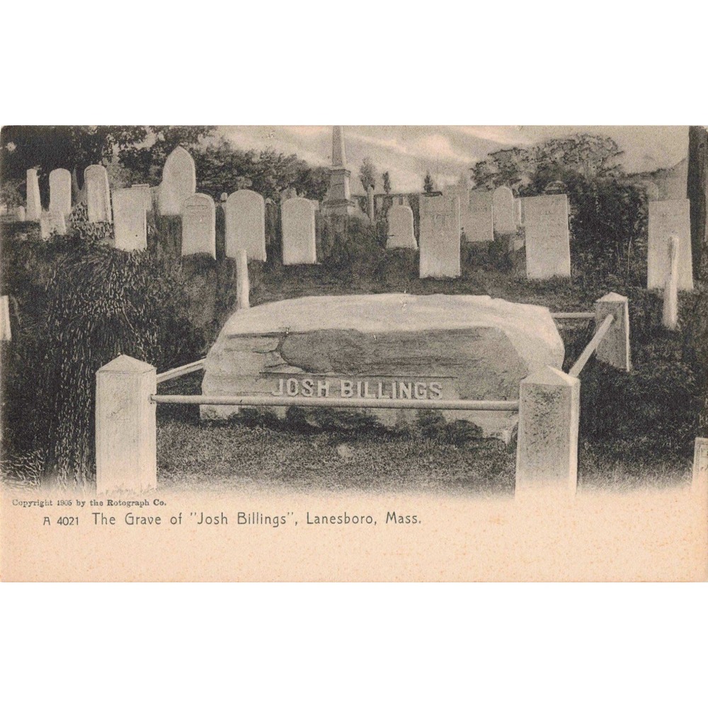 1905 The Grave of Josh Billings Lanesboro Mass Postcard Rotograph Co A 4021 - Picture 1 of 2